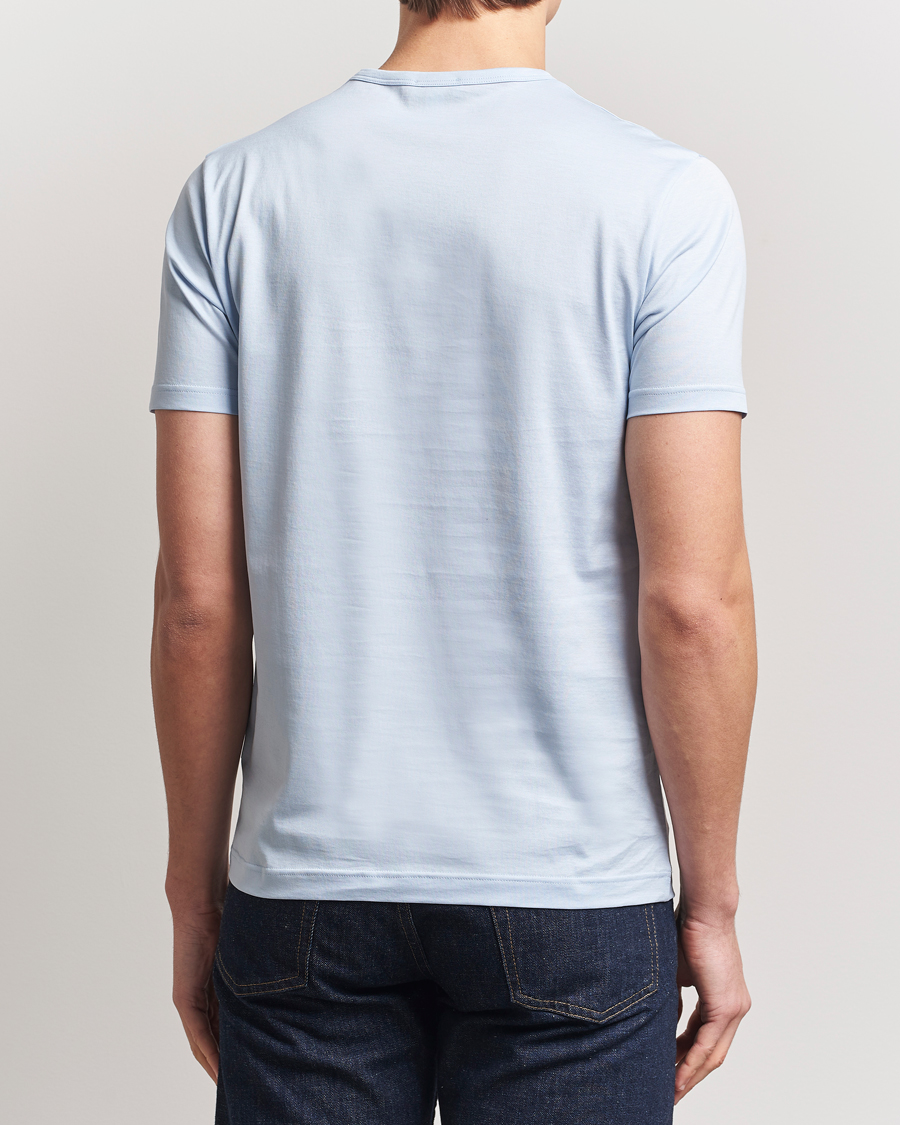 Hombres | Camisetas | Sunspel | Crew Neck Q82 Cotton T-Shirt Blue Mist