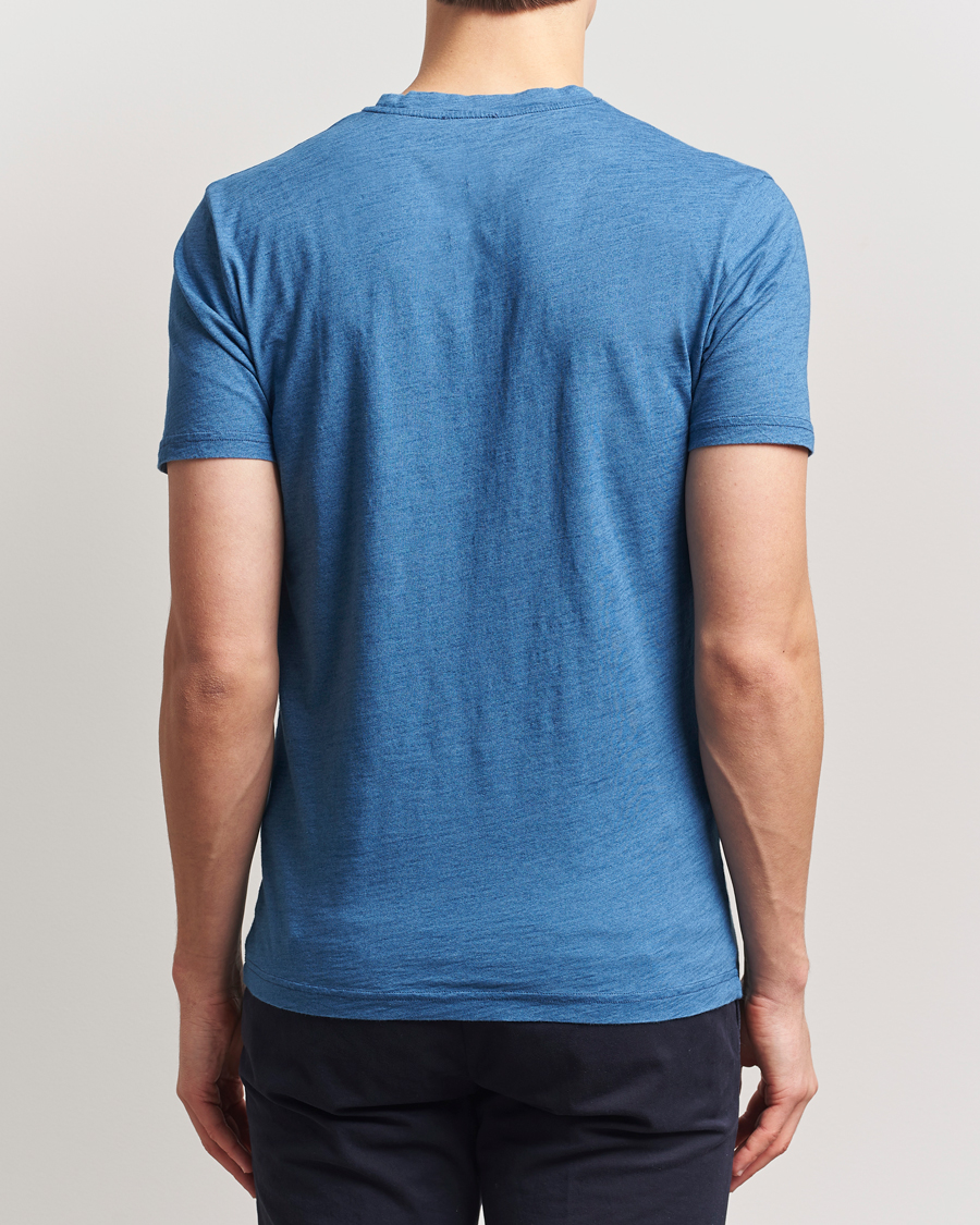 Hombres | Camisetas | Sunspel | Riviera Midweight T-Shirt Mid Indigo Wash