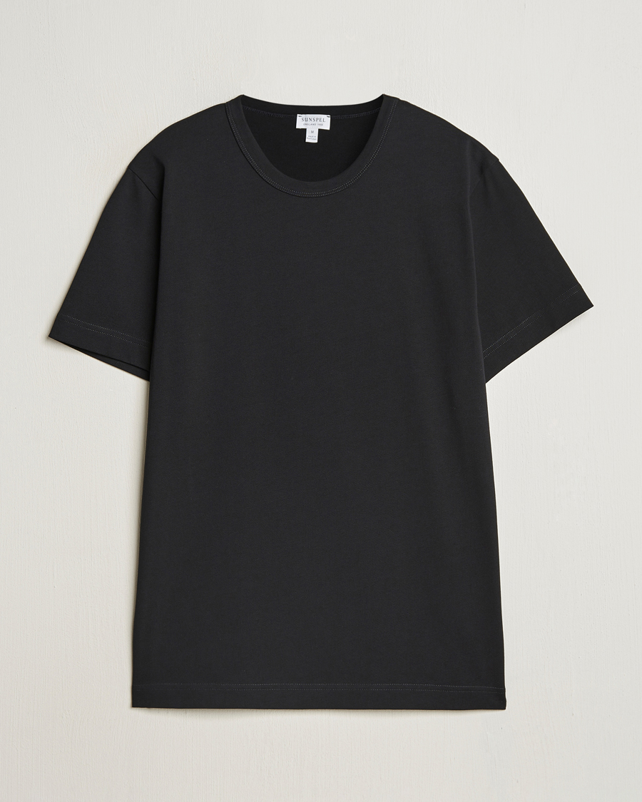 Hombres | Camisetas | Sunspel | Single Jersey Supima Cotton T-Shirt Black