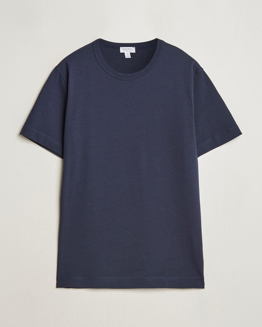 Hombres | Camisetas | Sunspel | Single Jersey Supima Cotton T-Shirt Navy