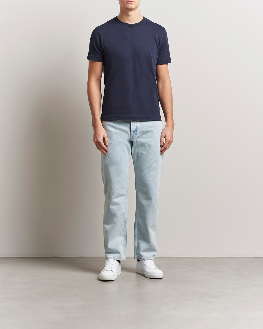 Hombres | Camisetas | Sunspel | Single Jersey Supima Cotton T-Shirt Navy