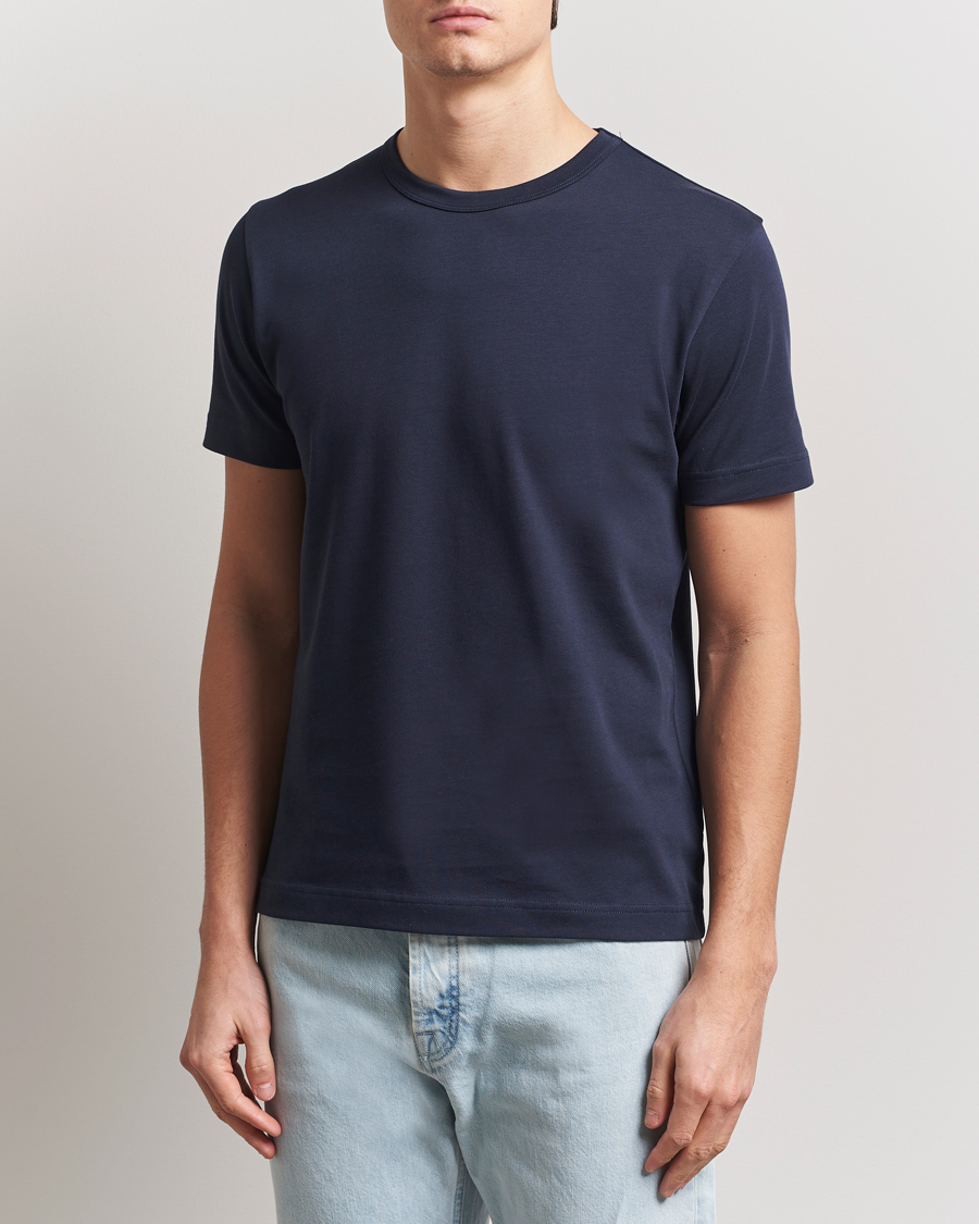 Hombres | Camisetas | Sunspel | Single Jersey Supima Cotton T-Shirt Navy