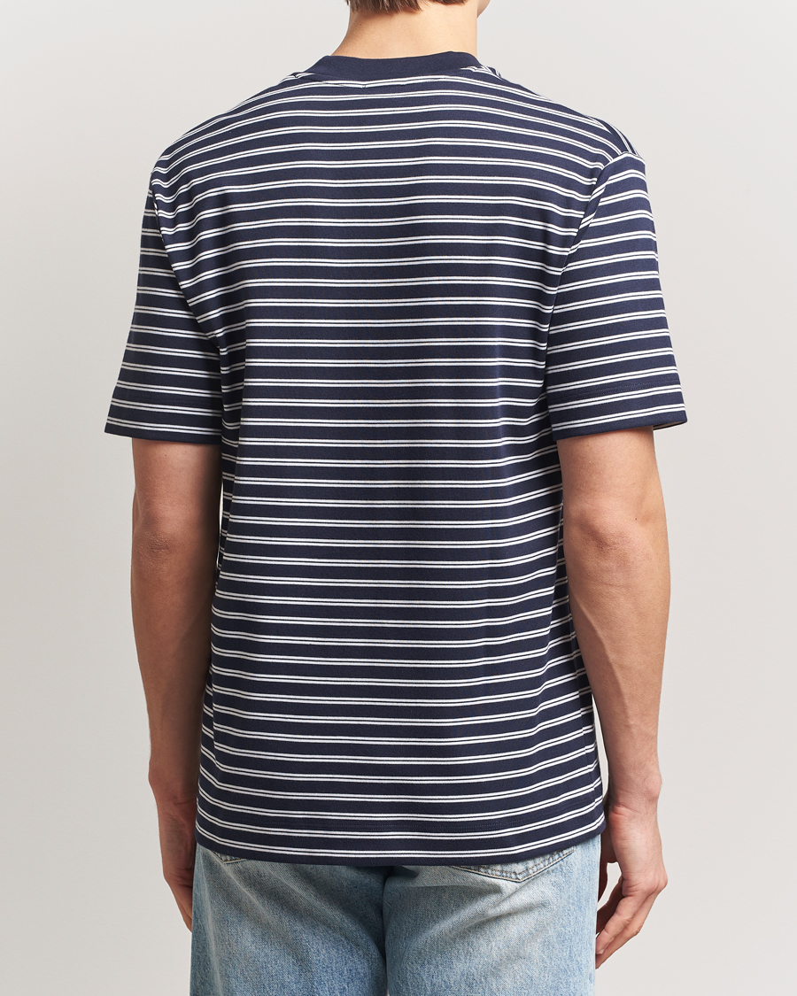 Hombres | Camisetas | Sunspel | Heavy Weight Supima Cotton T-Shirt Navy/White
