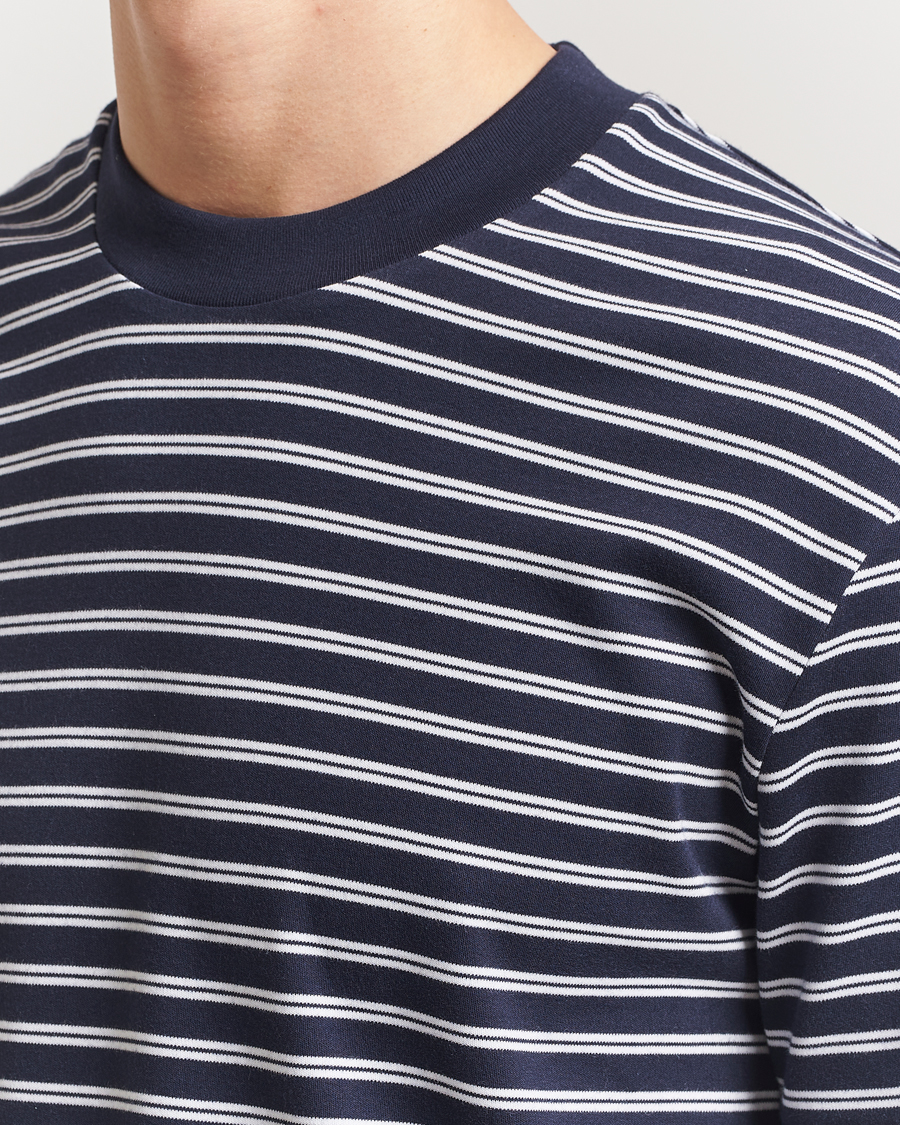 Hombres | Camisetas | Sunspel | Heavy Weight Supima Cotton T-Shirt Navy/White