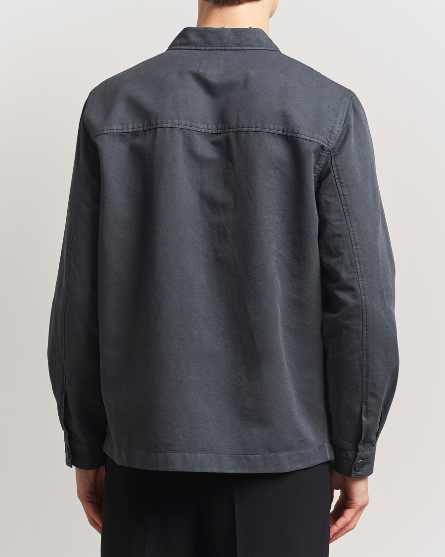 Hombres | Camisas | Sunspel | Twin Pocket Cotton/Linen Jacket Charcoal