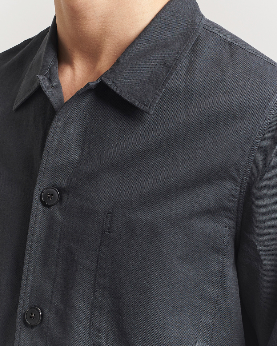 Hombres | Camisas | Sunspel | Twin Pocket Cotton/Linen Jacket Charcoal