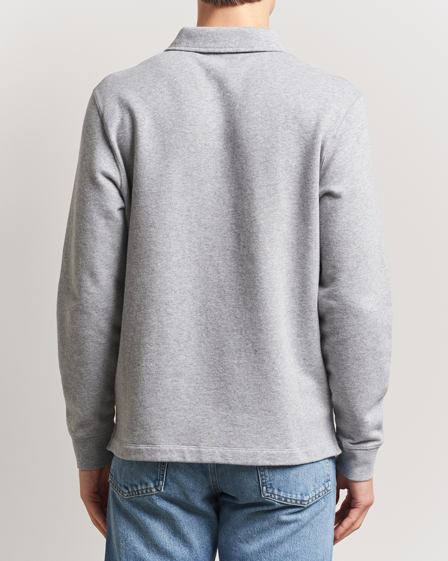 Hombres | Jerséis y prendas de punto | Sunspel | Loopback Polo Sweatshirt Grey Melange