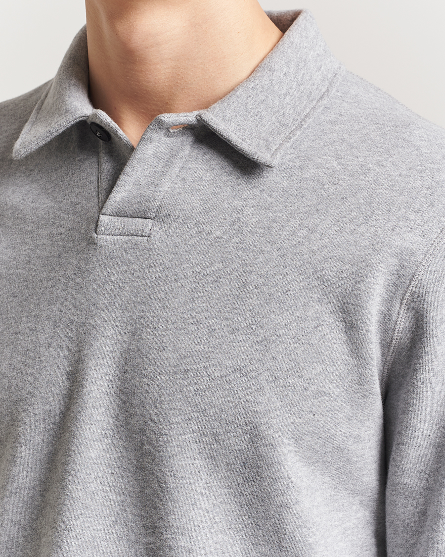 Hombres | Jerséis y prendas de punto | Sunspel | Loopback Polo Sweatshirt Grey Melange