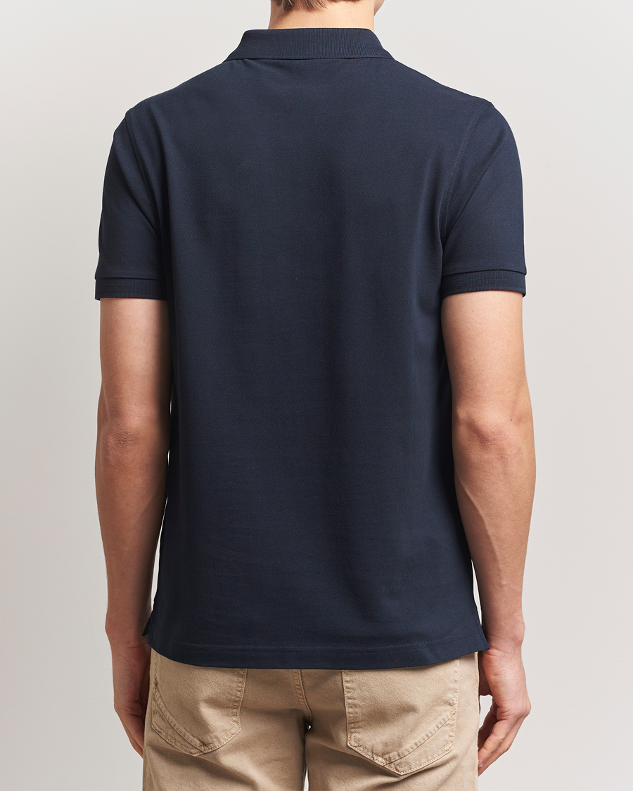 Hombres | Polos | Sunspel | Supima Cotton Short Sleeve Pique Polo Midnight Navy