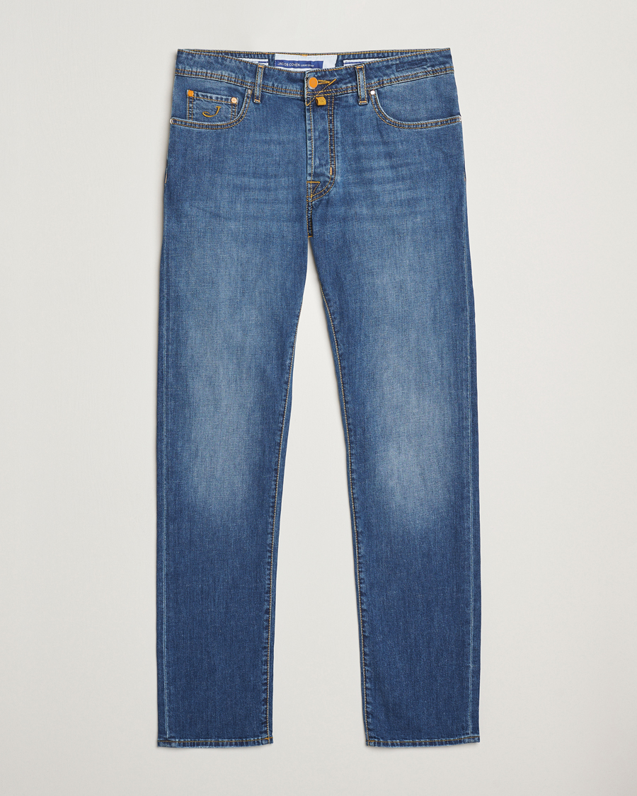 Hombres | Vaqueros | Jacob Cohën | Bard Slim Fit Denim/Linen Jeans Mid Blue