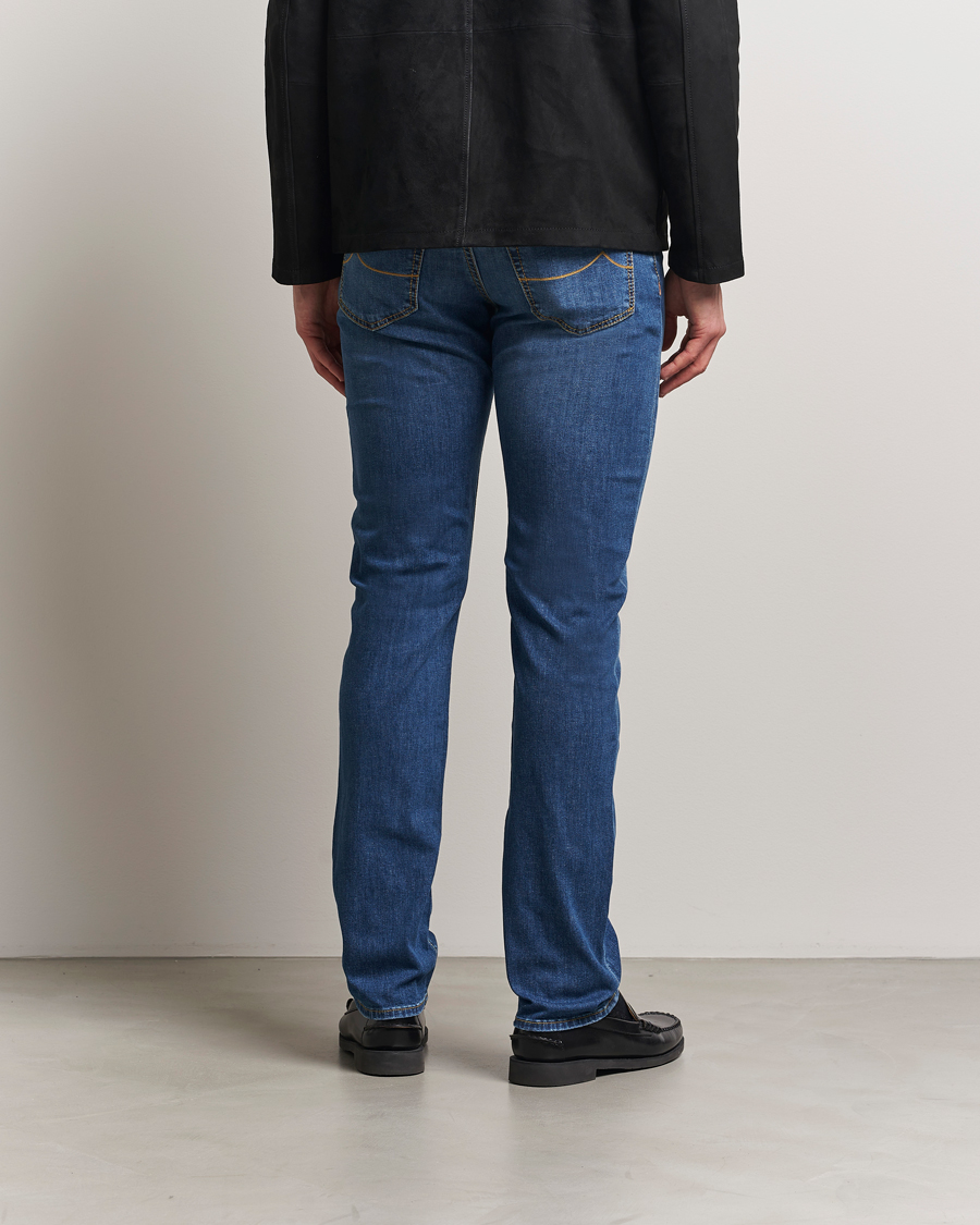 Hombres | Vaqueros | Jacob Cohën | Bard Slim Fit Denim/Linen Jeans Mid Blue