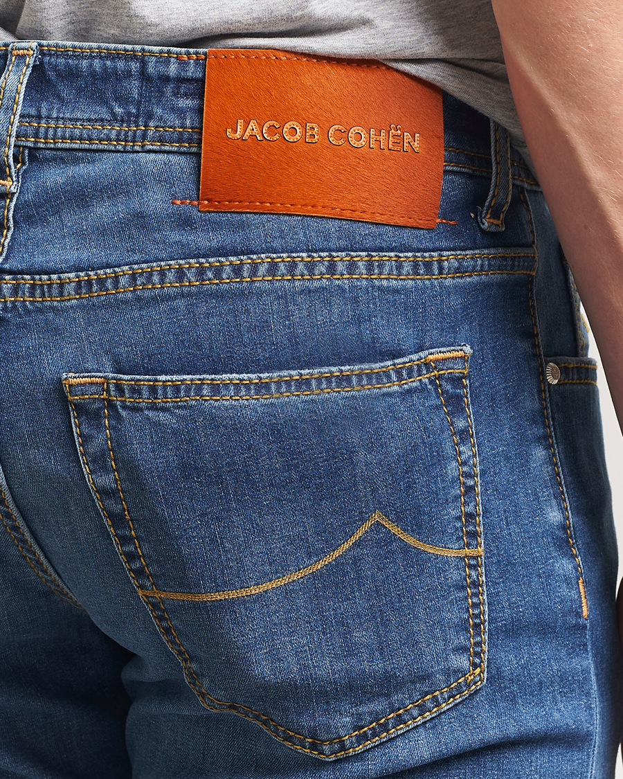 Hombres | Vaqueros | Jacob Cohën | Bard Slim Fit Denim/Linen Jeans Mid Blue