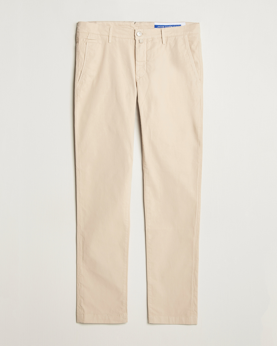 Hombres | Pantalones | Jacob Cohën | Bobby Cotton Gabardine Chinos Beige