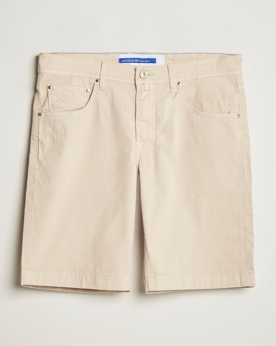 Hombres | Pantalones cortos | Jacob Cohën | Nicolas Cotton Gabardine Shorts Beige