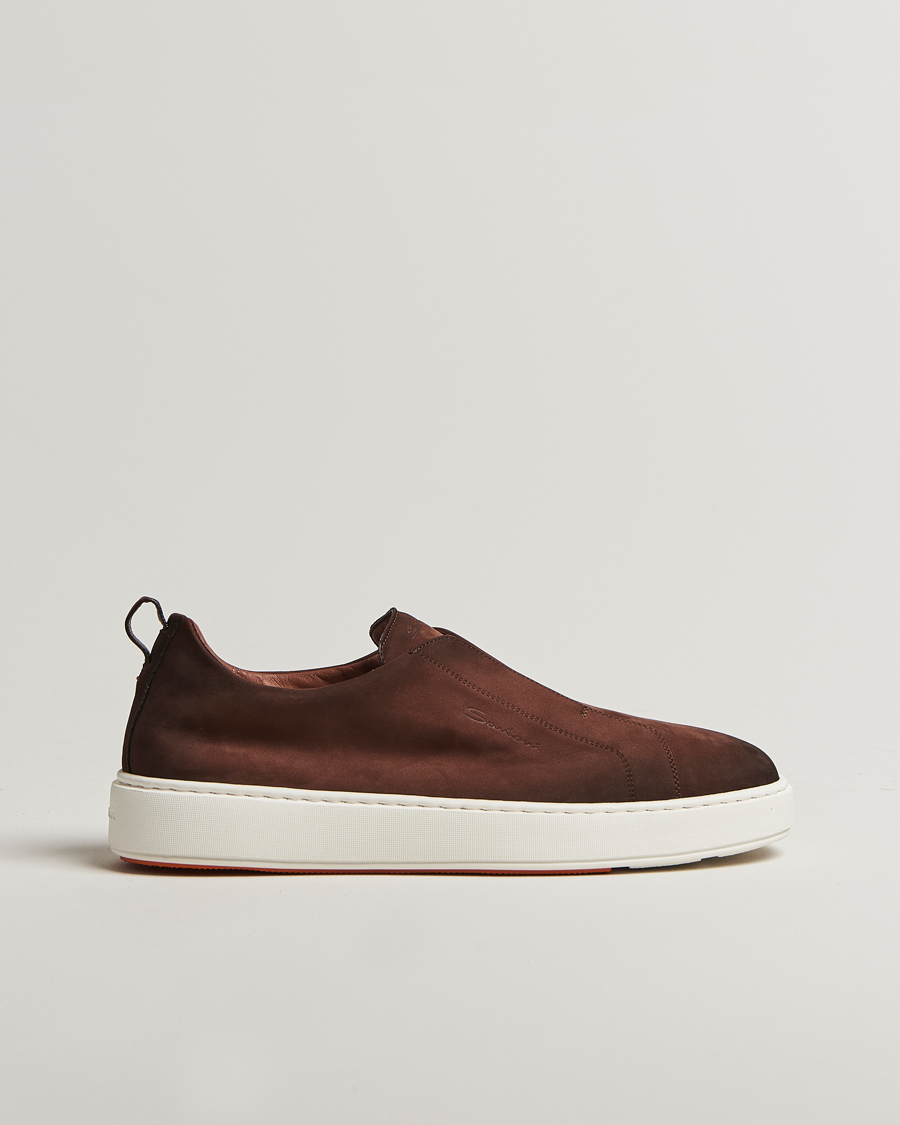 Hombres | Santoni Cleanic No Lace Sneakers Brown Nubuck | Santoni | Cleanic No Lace Sneakers Brown Nubuck