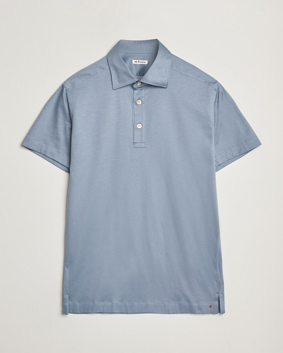 Hombres | Polos | Kiton | Short Sleeve Jersey Polo Steel Blue