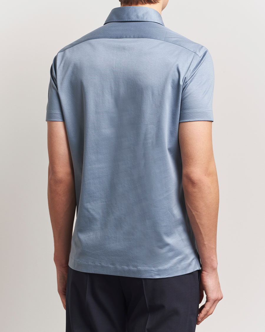 Hombres | Polos | Kiton | Short Sleeve Jersey Polo Steel Blue