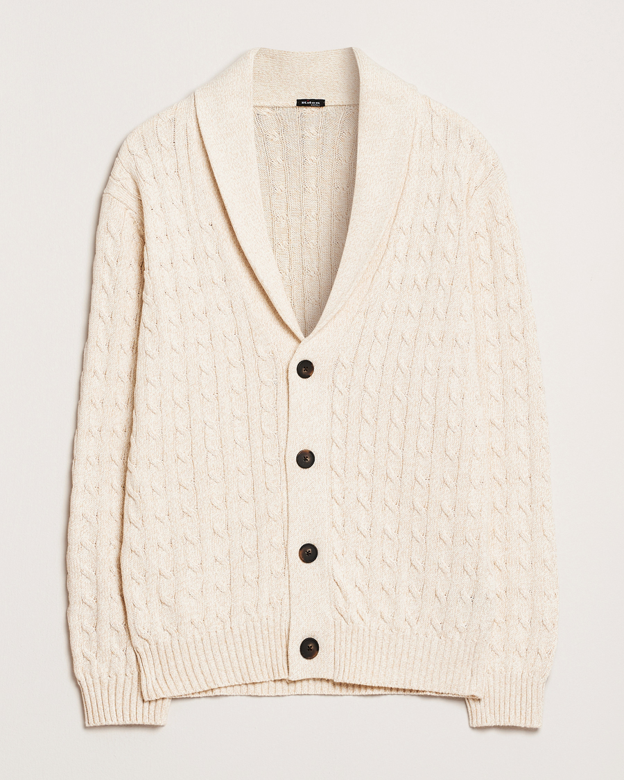 Hombres | Jerséis y prendas de punto | Kiton | Shawl Collar Cardigan Beige
