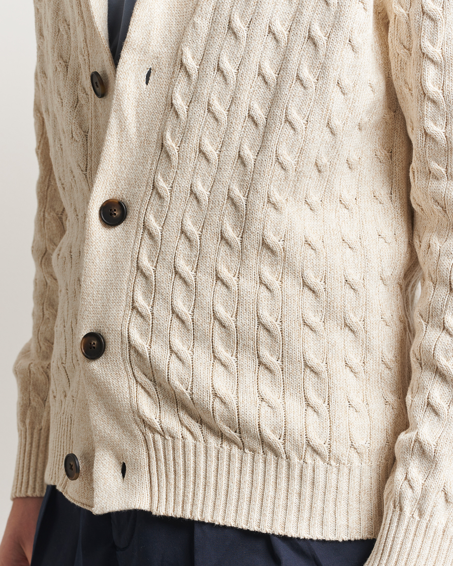 Hombres | Jerséis y prendas de punto | Kiton | Shawl Collar Cardigan Beige