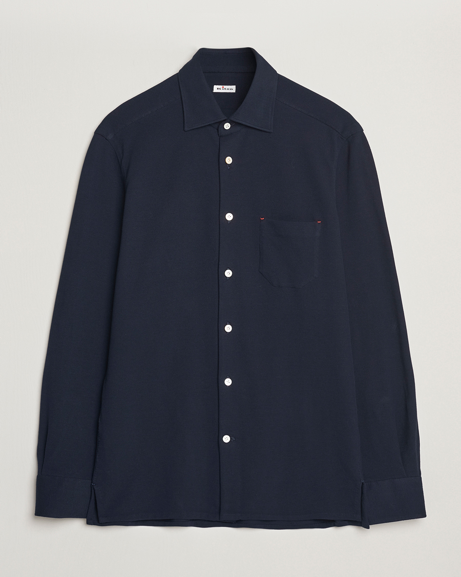 Hombres | Camisas | Kiton | Jersey Piquet Shirt Navy