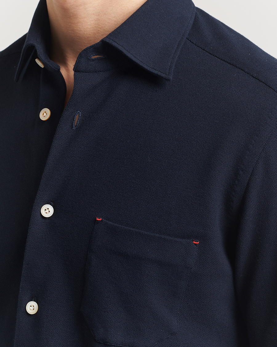 Hombres | Camisas | Kiton | Jersey Piquet Shirt Navy