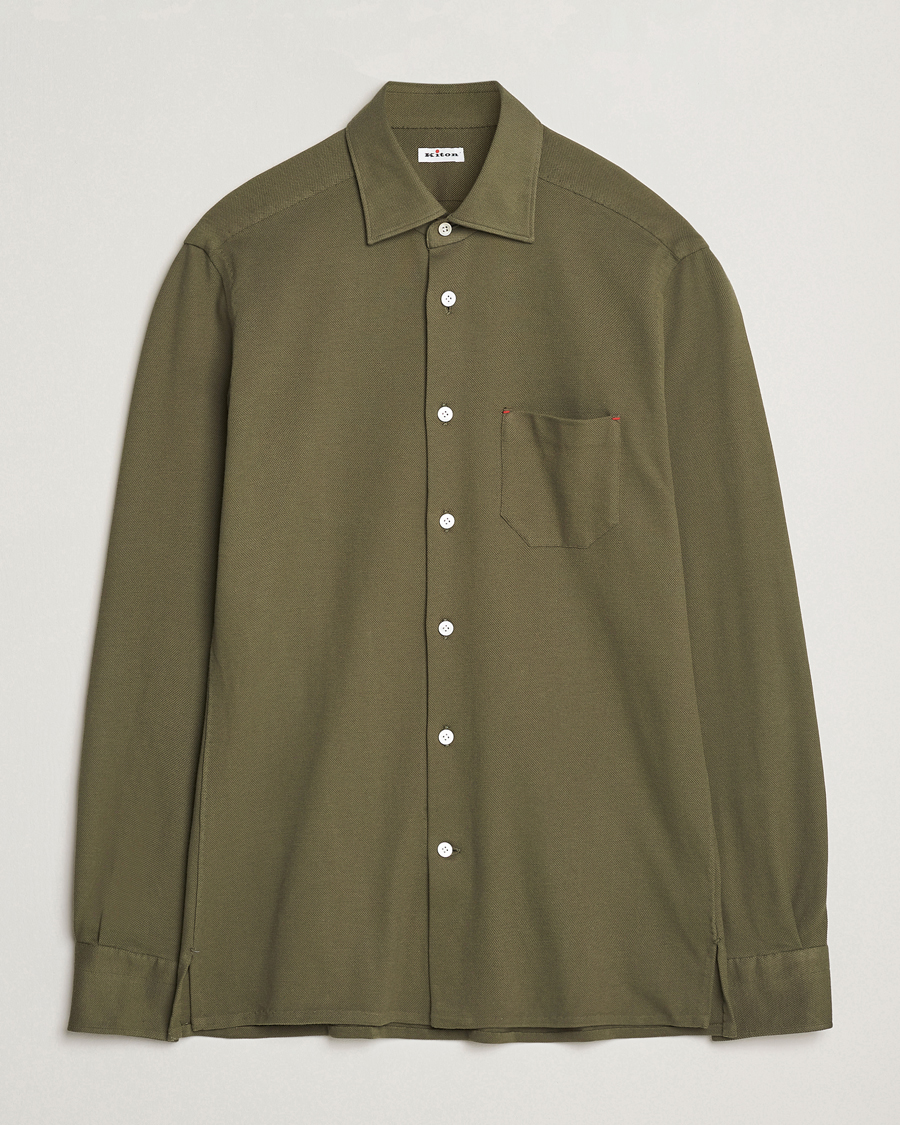 Hombres | Camisas | Kiton | Jersey Piquet Shirt Militare