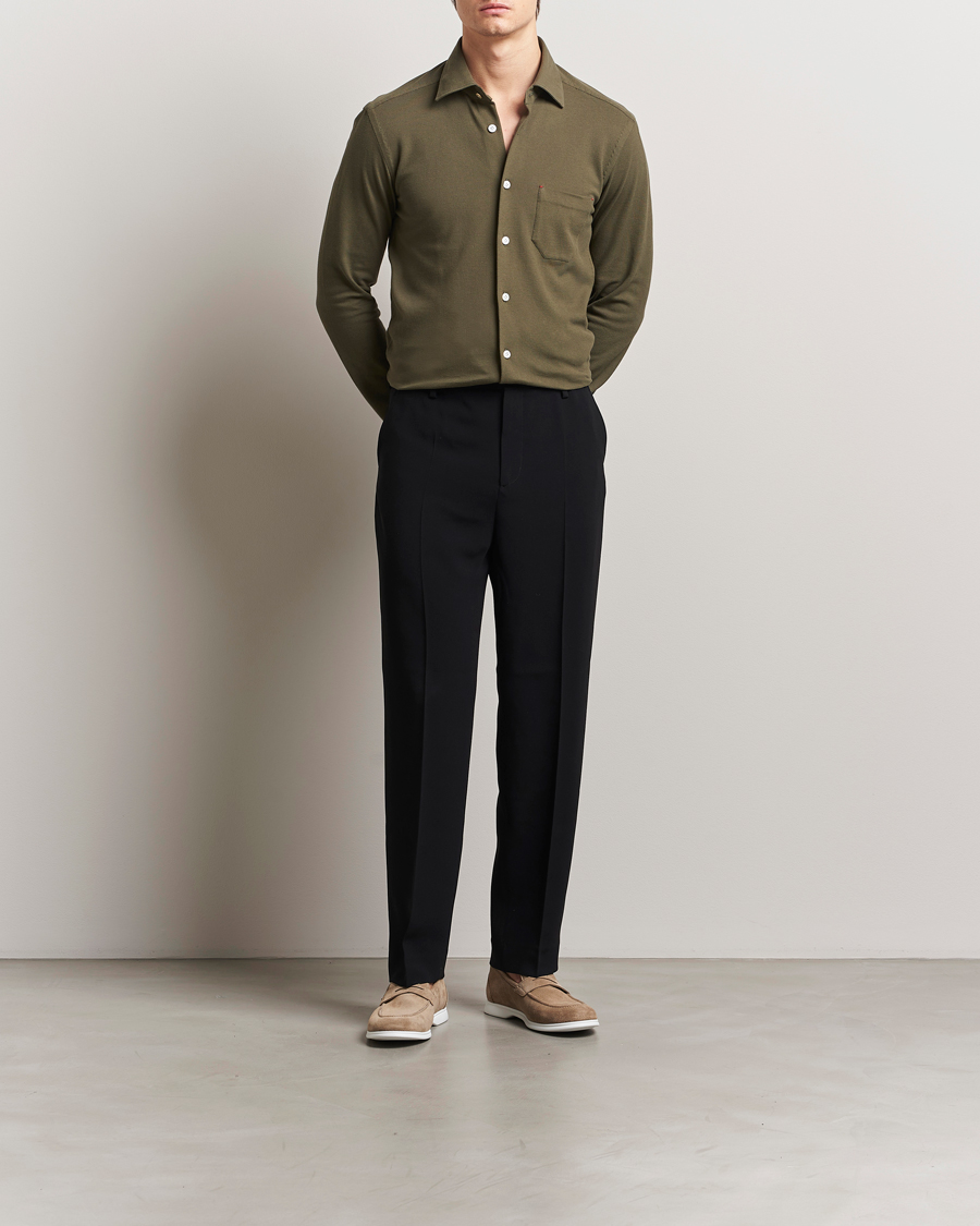 Hombres | Camisas | Kiton | Jersey Piquet Shirt Militare
