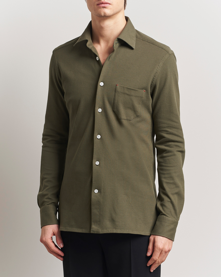 Hombres | Camisas | Kiton | Jersey Piquet Shirt Militare