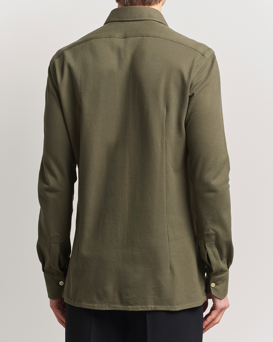 Hombres | Camisas | Kiton | Jersey Piquet Shirt Militare