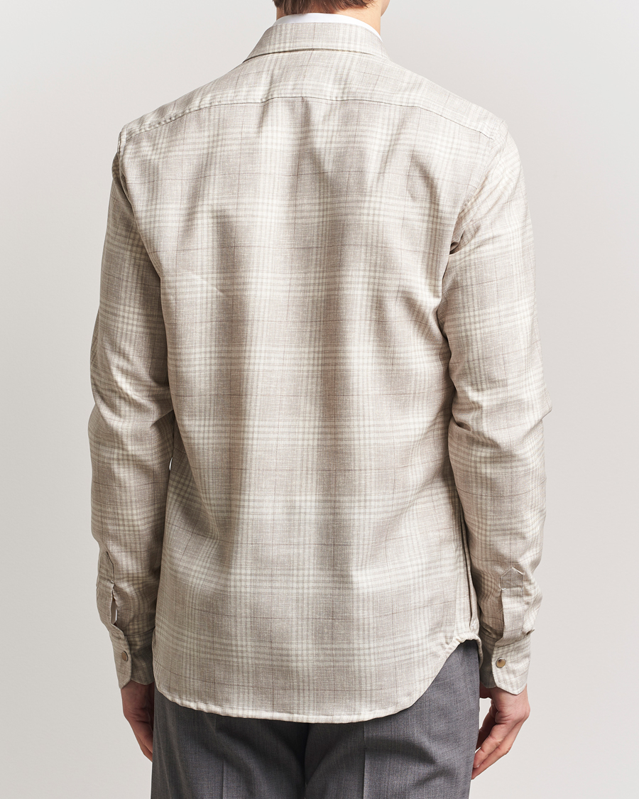 Hombres | Camisas | Kiton | Virgin Wool Check Overshirt Beige