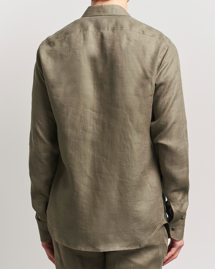 Hombres | Camisas | Kiton | Linen Overshirt Olive