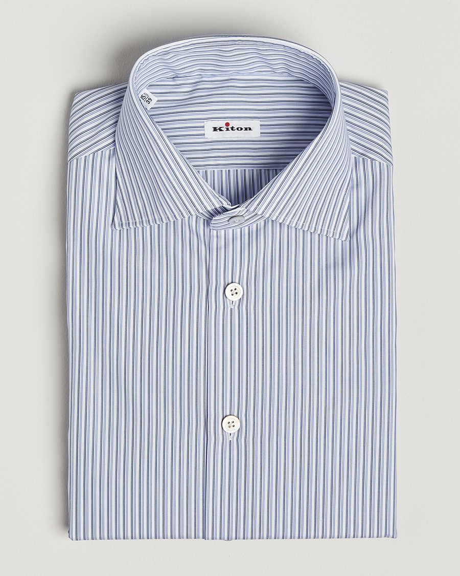 Hombres | Camisas | Kiton | Slim Fit Dress Shirt Light Blue Stripe