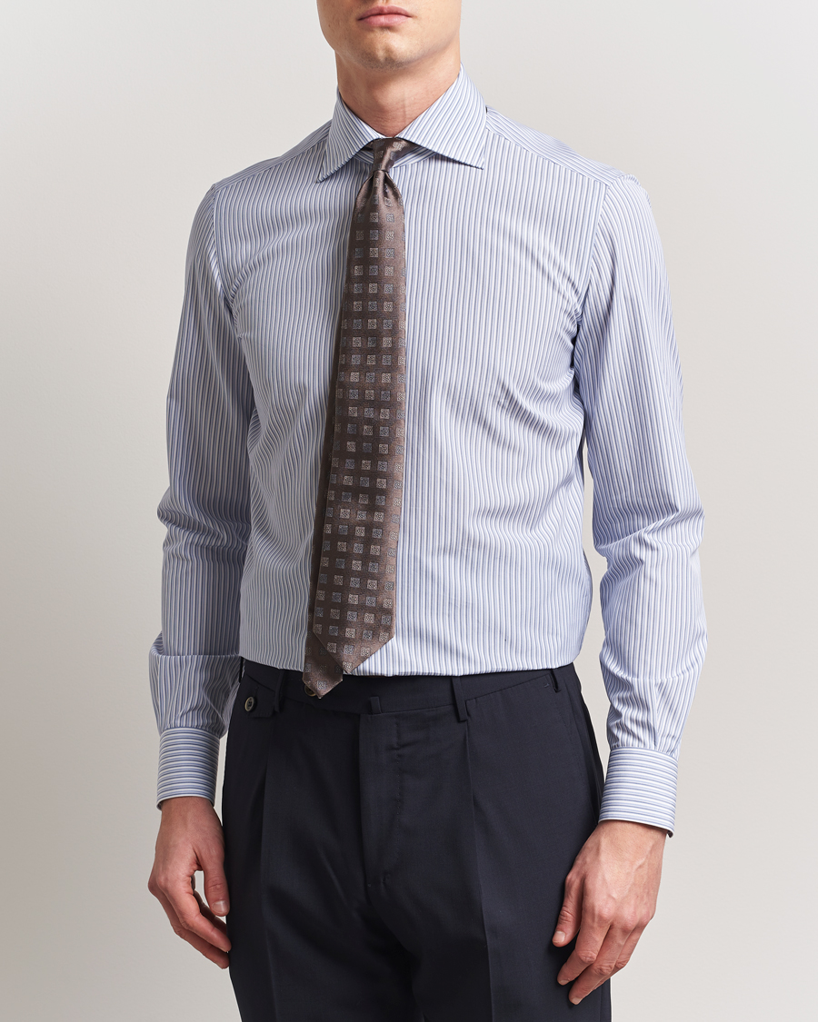 Hombres | Camisas | Kiton | Slim Fit Dress Shirt Light Blue Stripe