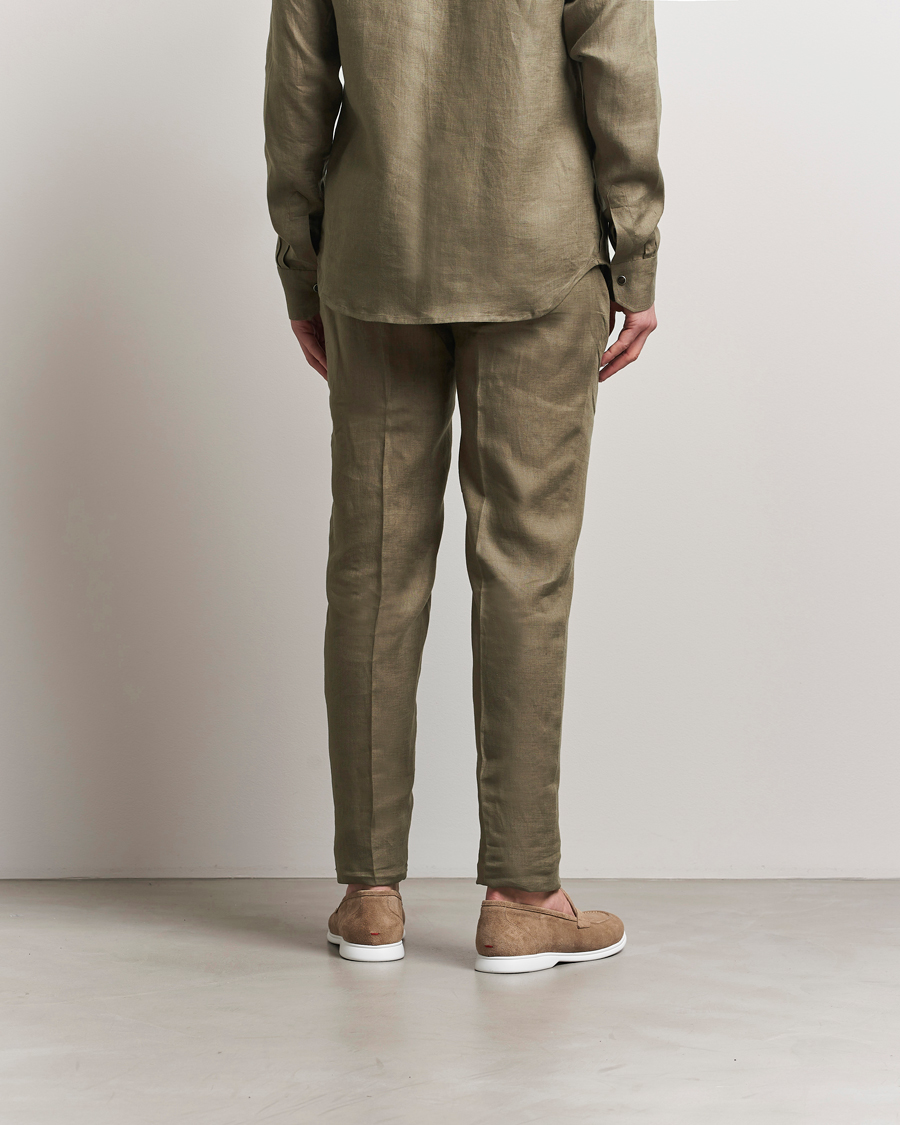 Hombres | Pantalones | Kiton | Linen Drawstring Pants Olive