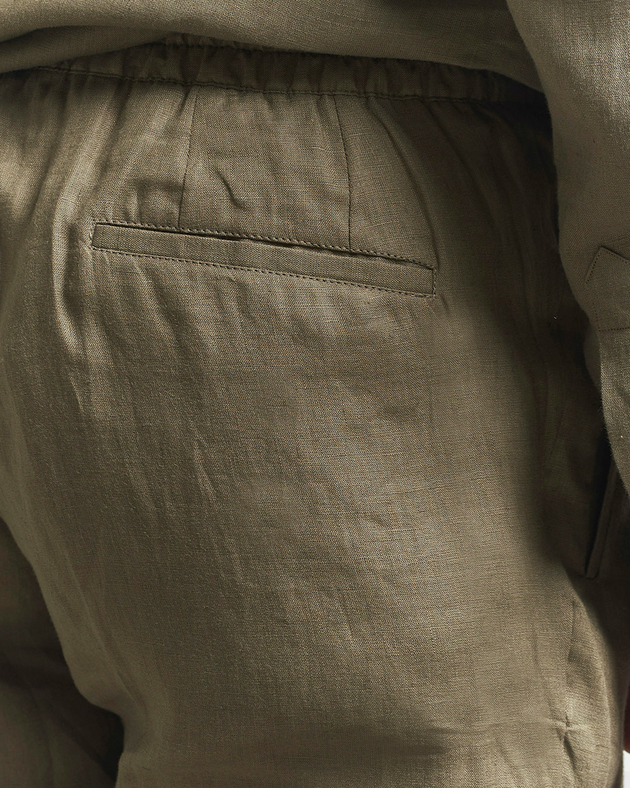 Hombres | Pantalones | Kiton | Linen Drawstring Pants Olive