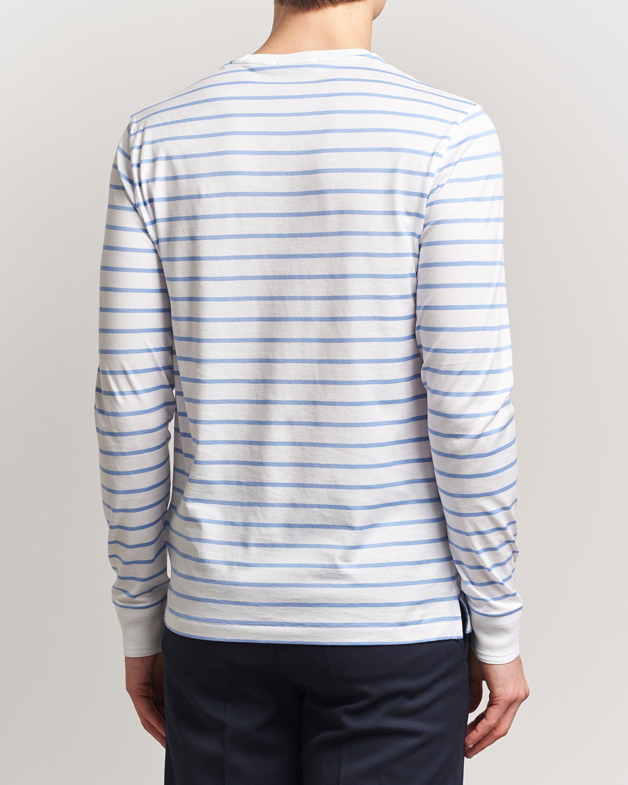 Hombres | Camisetas | Ralph Lauren Purple Label | Long Sleeve Striped T-Shirt White/Cornflower