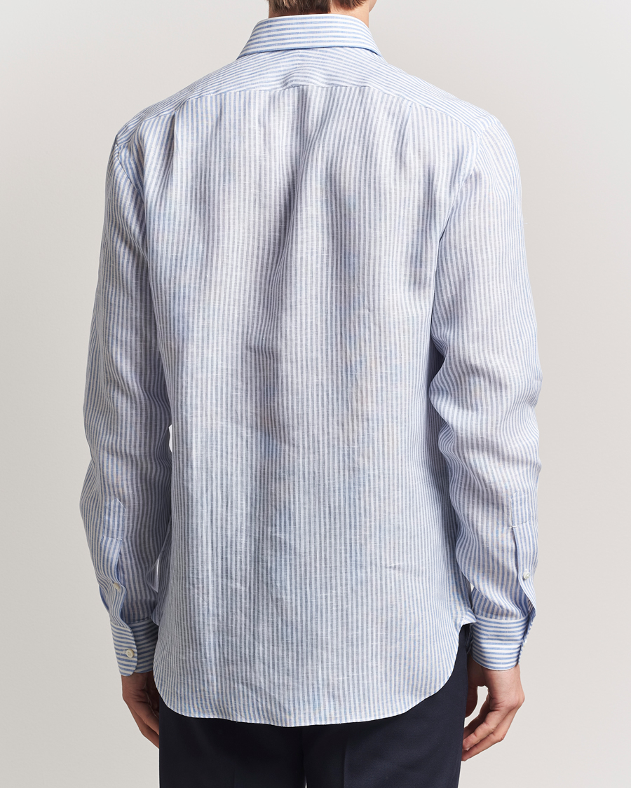 Hombres | Camisas | Ralph Lauren Purple Label | Striped Linen Shirt Light Blue