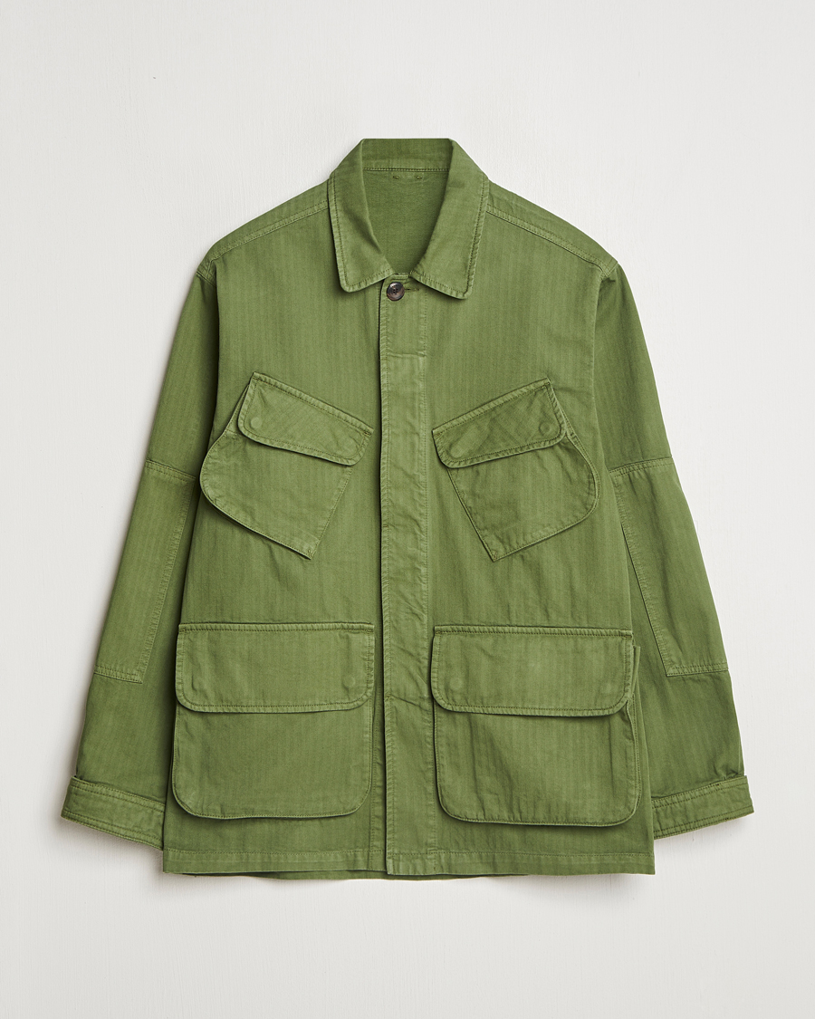 Hombres | Abrigos y chaquetas | Drake's | Herringbone Jungle Jacket Olive