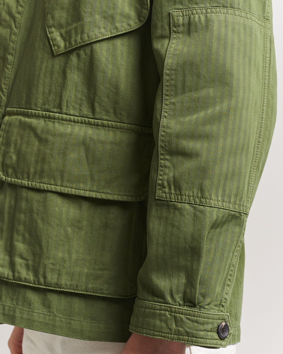 Hombres | Abrigos y chaquetas | Drake's | Herringbone Jungle Jacket Olive
