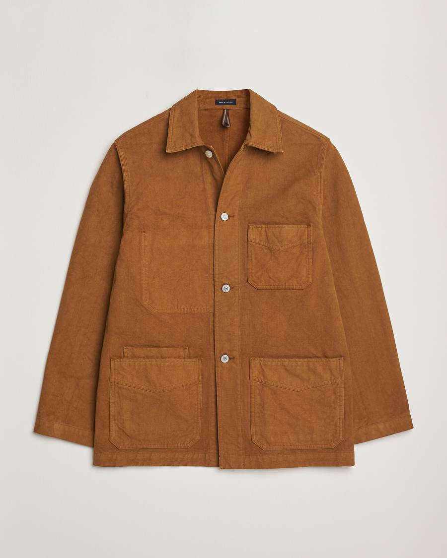 Hombres | Abrigos y chaquetas | Drake's | Duck Cotton Canvas Chore Jacket Tobacco