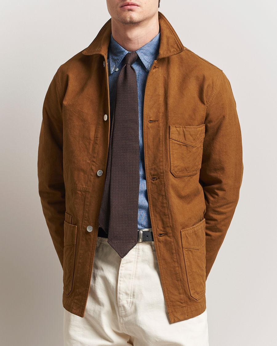 Hombres | Abrigos y chaquetas | Drake's | Duck Cotton Canvas Chore Jacket Tobacco