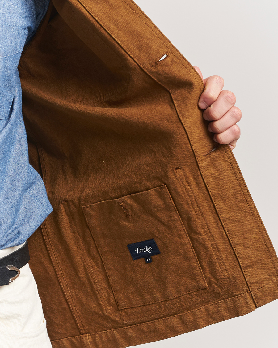Hombres | Abrigos y chaquetas | Drake's | Duck Cotton Canvas Chore Jacket Tobacco