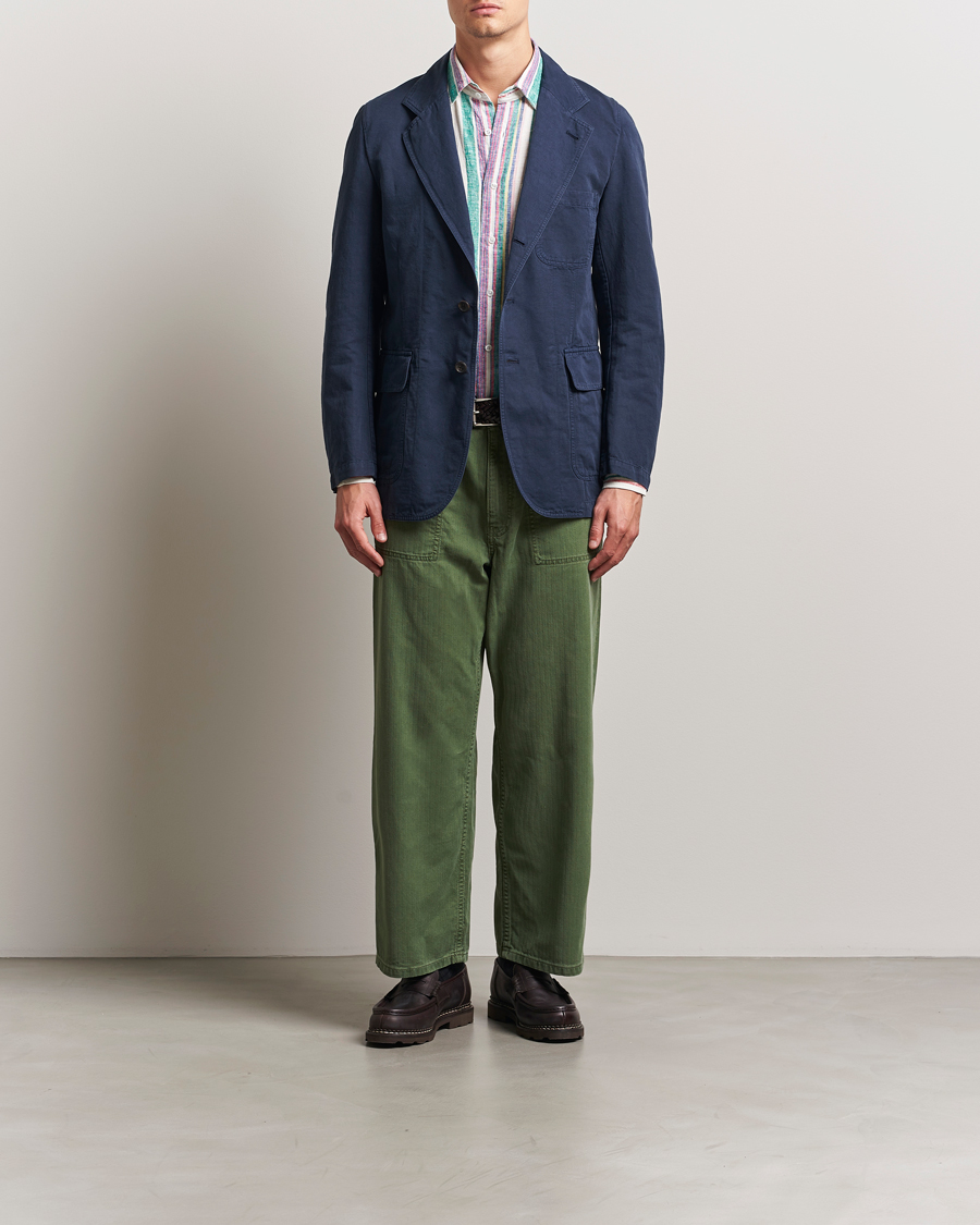 Hombres | Blazers | Drake's | MKI Cotton/linen Games Blazer Navy