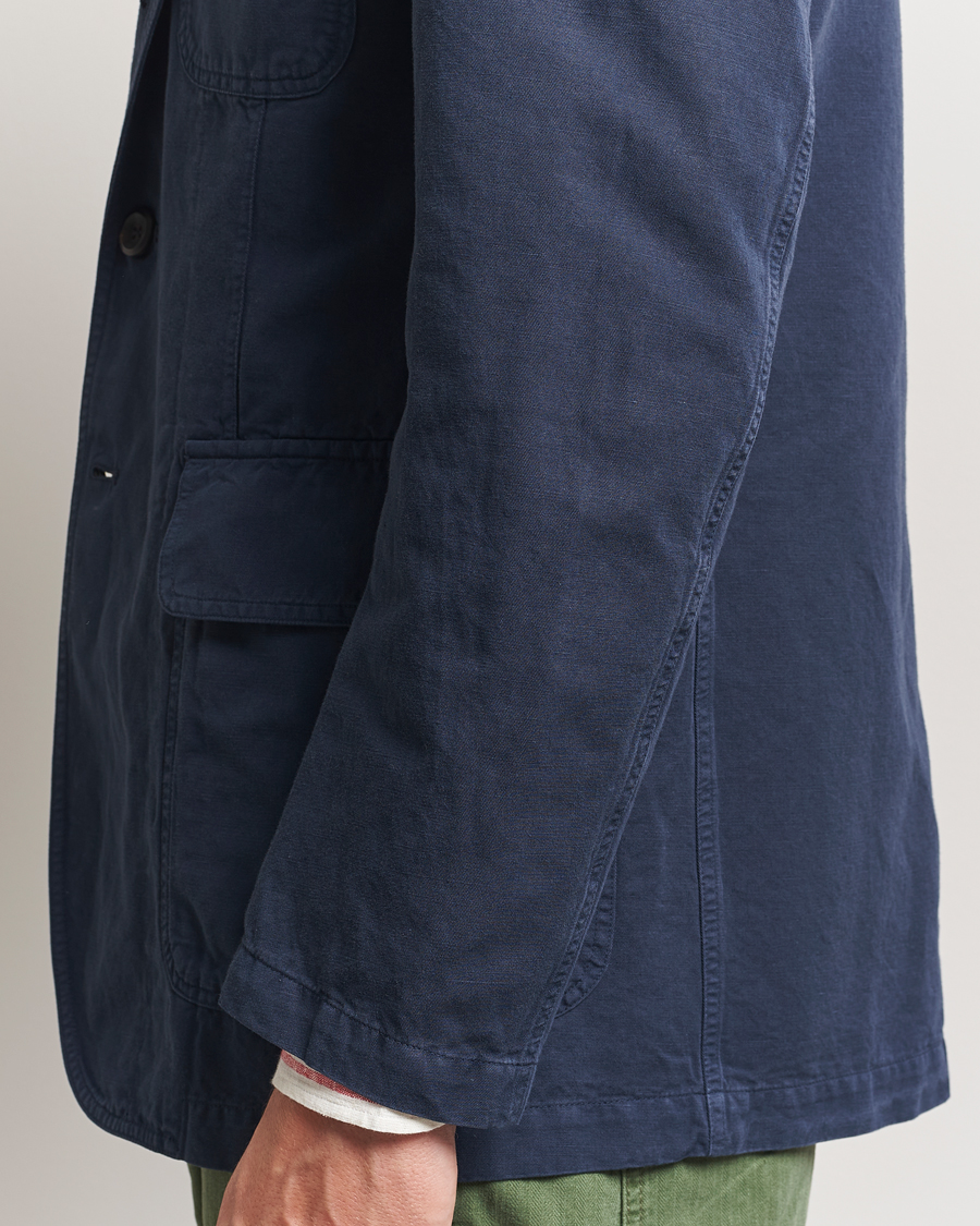 Hombres | Blazers | Drake's | MKI Cotton/linen Games Blazer Navy