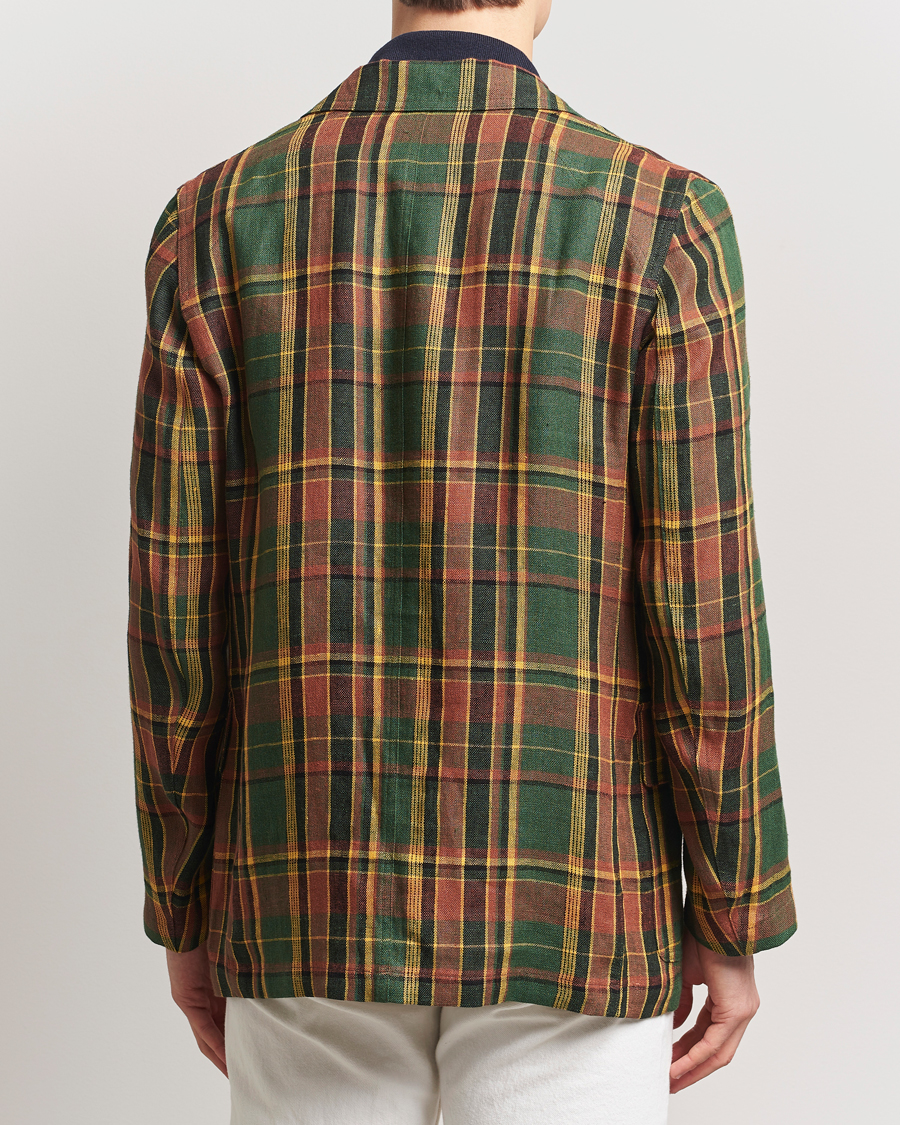 Hombres | Blazers | Drake's | MKI Linen Madras Games Blazer Brown/Green