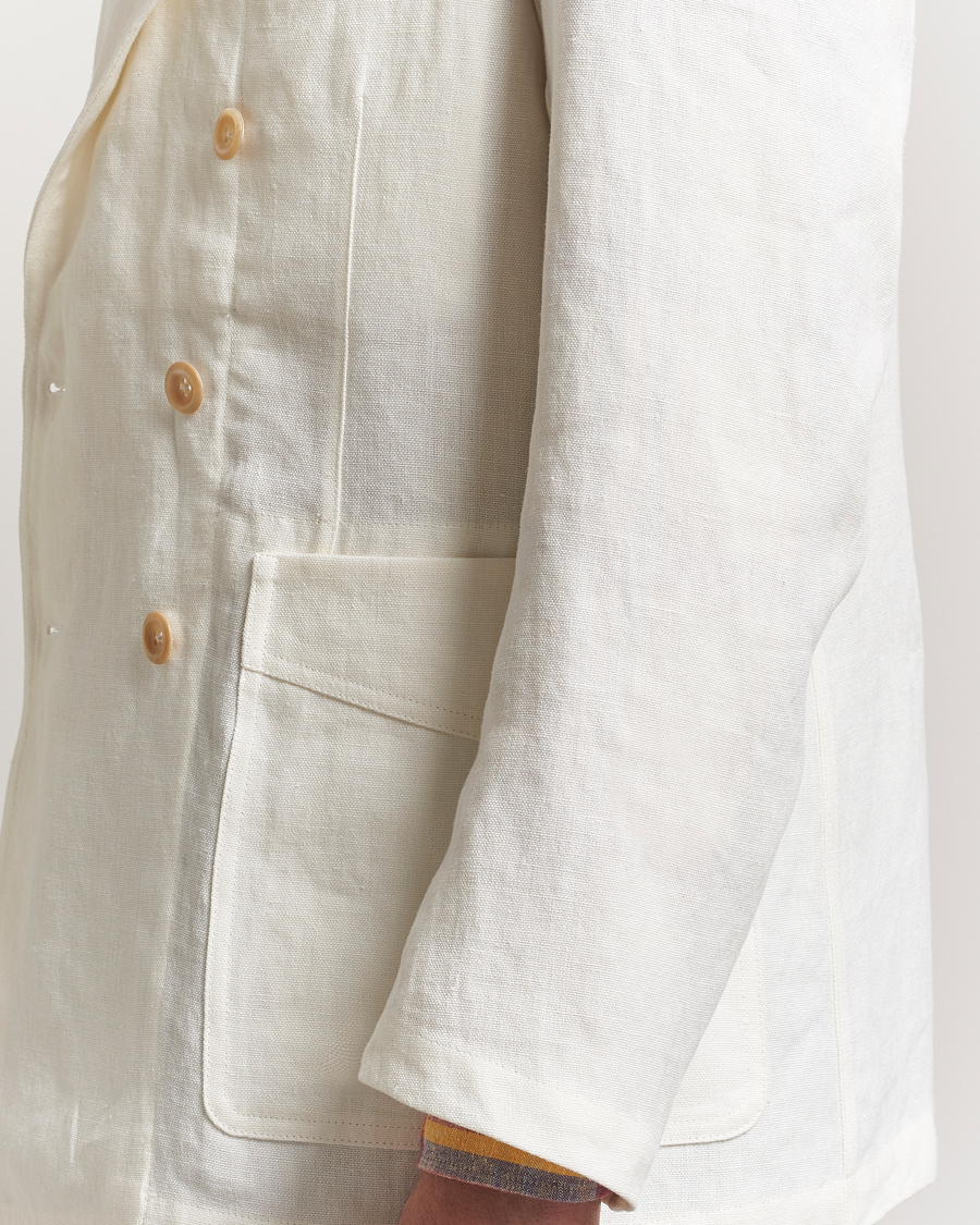 Hombres | Blazers | Drake's | MKIII Linen Games Double Breasted Blazer Ecru