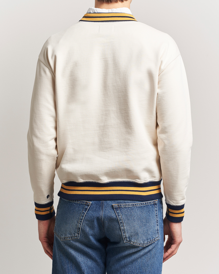 Hombres | Jerséis y prendas de punto | Drake's | Striped Rib Long Sleeve Sweatshirt Ecru/Navy