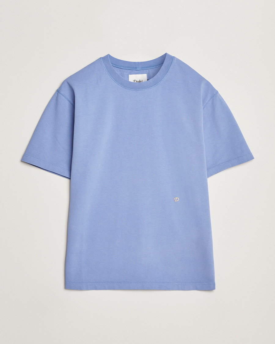 Hombres | Camisetas | Drake's | Embroidered Hiking T-Shirt Lavender Blue