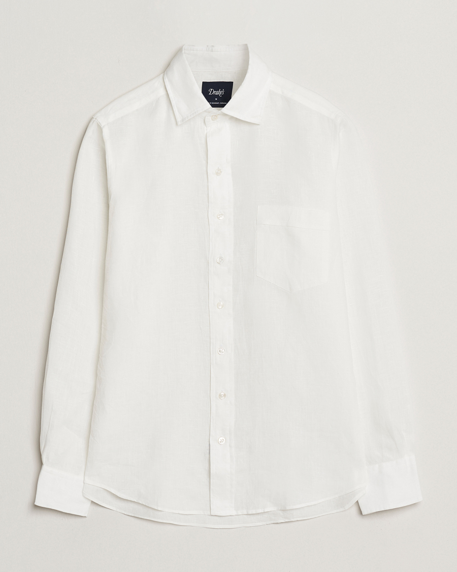 Hombres | Camisas | Drake's | Linen Summer Shirt Ecru