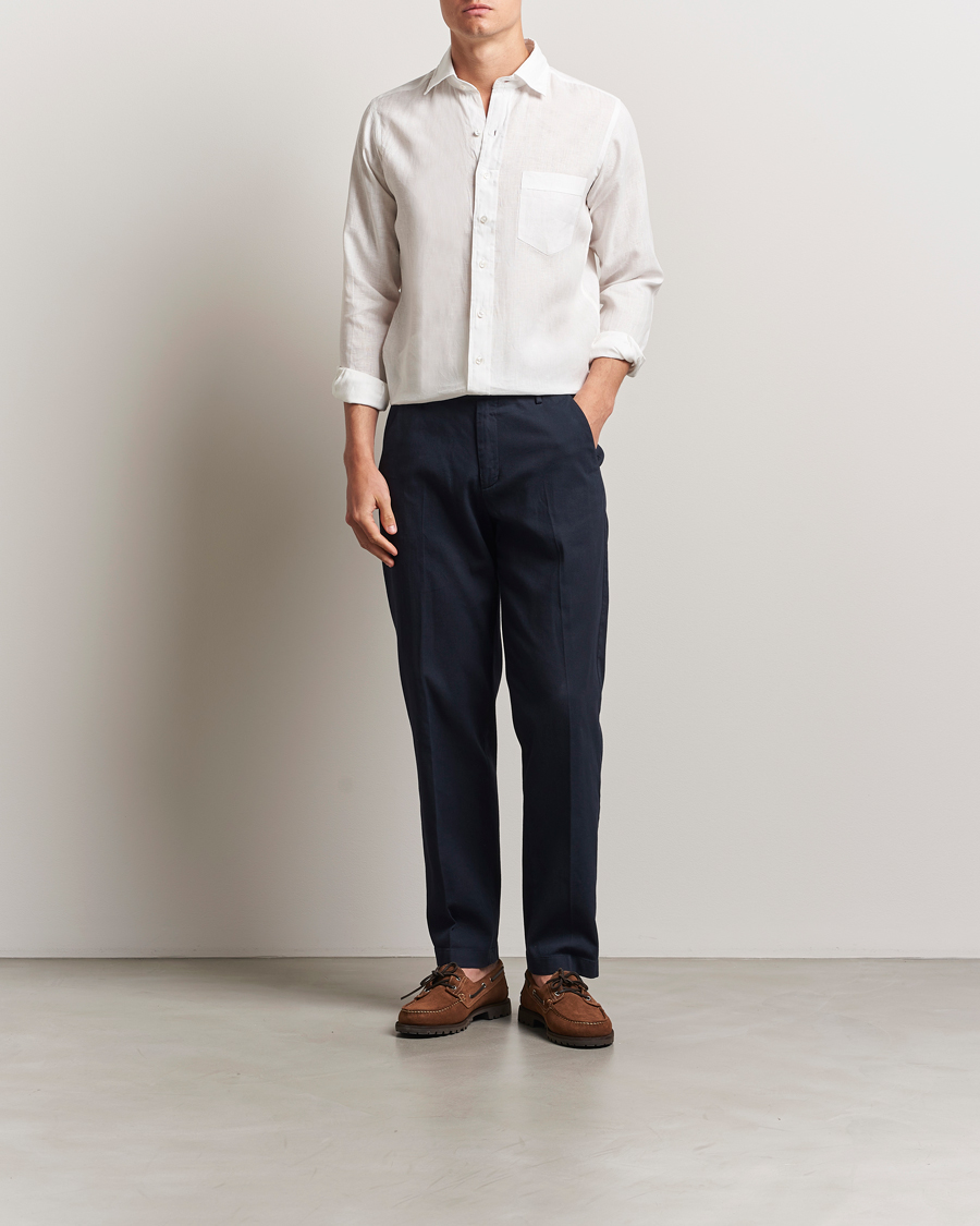 Hombres | Camisas | Drake's | Linen Summer Shirt Ecru
